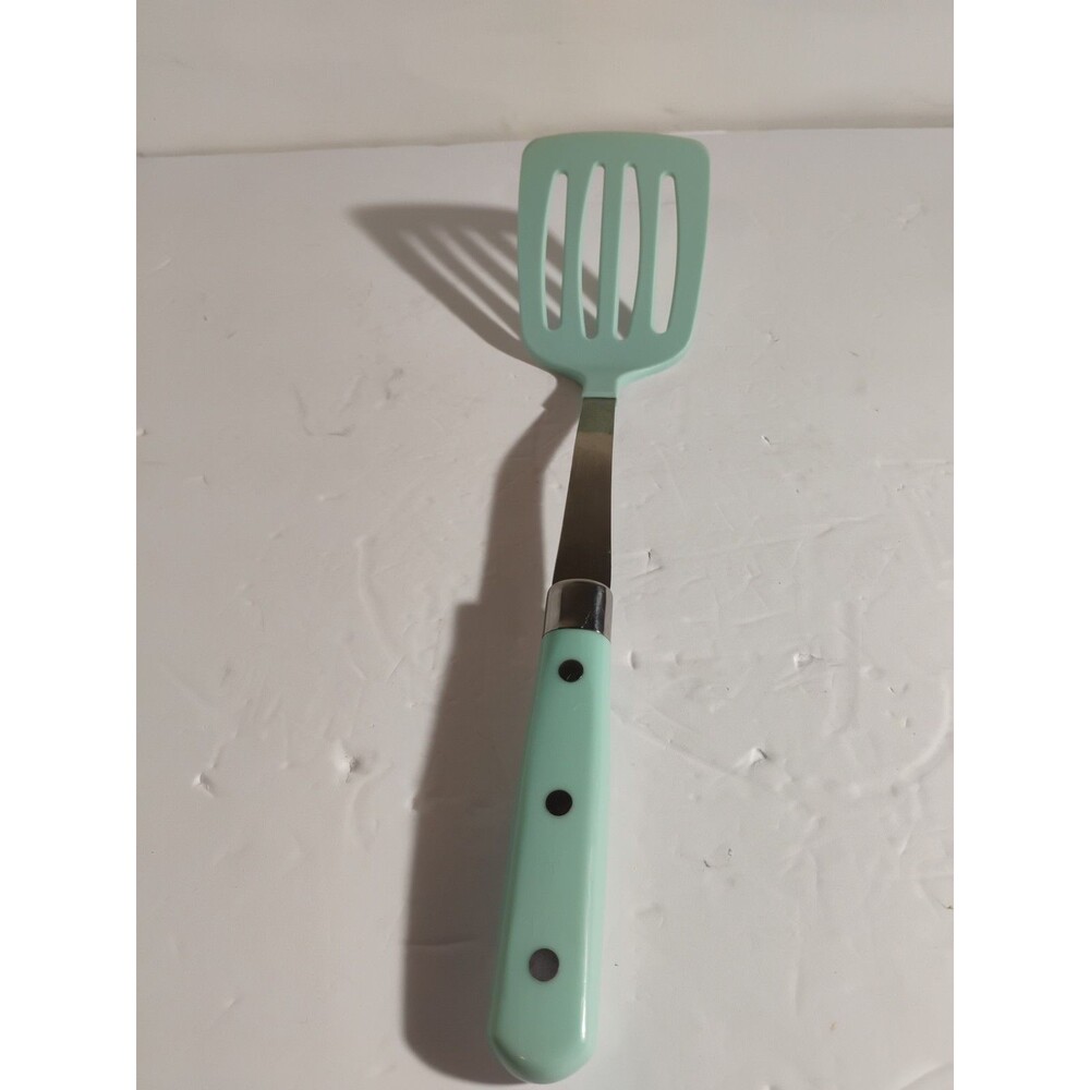 Martha Stewart Slotted Spatula Turner Aqua Sky Nylon Head Stainless Steel 14”